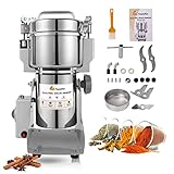 FoundGo 1000g Elektrische Getreidemühle, 25000RPM Superfeine Getreide Mühle mit Überlastschutz & Öffnungsstopp, für Gewürze, Kaffee, Mehl, Pfeffer, Kräuter, CE (Schaukeltyp，Edelstahl)