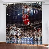 GSKOQD Vorhang Blickdicht Gardinen Verdunkelungsvorhang Vorhänge Kinderzimmer Schlafzimmer Wohnzimmer Thermovorhang Curtains 3D Muster Eines Basketballspielers Ösenschal 264X240Cm (B X H) 2Er Set