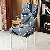 Stuhlhussen Graugrüne Geometrie Stuhlbezug Spandex Stretch Stuhlhussen Schwingstühle 2 Stück Abnehmbare Waschbar Hussen für Stühle für Esszimmer Hotel Bankett Hochzeit Partys Deko