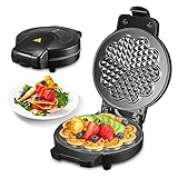 Waffeleisen, FOHERE Waffeleisen Herzform, 900 W, Waffelmaker mit Antihaftbeschichtung, Waffelgröße 15,5 cm, Optische Fertigmeldung, Klassische Herzwaffeleisen für Familienfeiern und Weihnachten