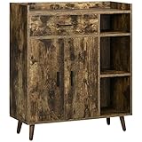 HOMCOM Sideboard Beistellschrank Küchenschrank mit Schublade und Schrankfach Aufbewahrungsschrank mit verstellbaren Regalböden Aktenschrank Spanplatte Rustikal-Braun 80 x 30 x 96,5 cm