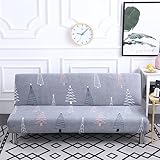 Surwin 3D Sofabezug ohne Armlehnen Stretch Armlose Clic Clac Sofabettüberzug Antirutsch Sofahusse Schonbezug Protector für Klappcouch Schlafsofa 2-3 Sitzplätzen (150-190cm,Wald)