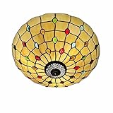 EMISOO Deckenleuchte im Tiffany-Stil, Unterputzmontage, Buntglas-Deckenleuchte, Kronleuchter für Wohnzimmer, Schlafzimmer, Esszimmer, Küche, Insel, Flur, 53,3 cm