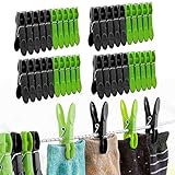 MUFEKUM Wäscheklammern, 50er Set Premium Wäscheklammer Kunststoff für Wäscheleine, Windfest Wascheklammer Bunt Starke Grip Clothes pegs für Handtuch, Kleidung, Socken (Schwarz/Grün)