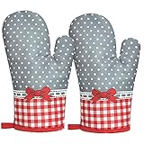 DXIA Ofenhandschuhe, Topflappen Handschuh, Backhandschuhe Topfhandschuhe Topflappen, Geeignet für Kochen, Backen, Grillen,Topfhandschuhe, 1 Paar, Geschenk für Frauen und Koch (Grauer Bogen)