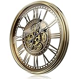 TOKTEKK Wanduhr Große 53cm mit Bewegliche Zahnrad, Vintage Retro Industriell Metall Wanduhr Romische Zahlen für Zimmer Zuhause KüChe Schlafzimmer Büro Schule(Vintage Bronze)