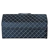 Ergocar Kofferraum Organizer Luxus-PU-Leder Aufbewahrungstasche Organizer Wasserdicht Faltbar Kofferraum-Tasche für Auto/LKW/SUV (Schwarz-L)