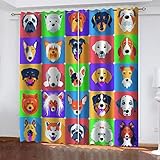 GSKOQD Verdunkelungsvorhänge 3D Cartoon-Tier-Hundeart Druck Muster Ösen Vorhang 2Er Set 280X260Cm (B X H) Vorhänge Blickdicht Gardinen Wohnzimmer Kinderzimmer Thermo Vorhänge Fensterdekoration