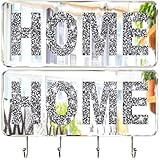 Meetart 2-Kit gespiegeltes HOME-alphabetisches Schild für Wanddekoration, glänzende DIY-Kleiderhaken, silberne Glaswand für moderne Hausdekoration (18 x38 cm)