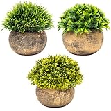 TerraUno - Künstliches Dekogras - 3 Stück im Topf I Set aus 3 lebensechten Gräsern I Dekoration für Schreibtisch, Badezimmer oder Fensterbrett