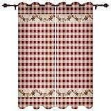YTITILUCK Landhausstil, Retro, rot, kariert, Moderne Vorhänge, luxuriöse Fensterdekorationen, Schlafzimmer, Küche, Vorhänge, Vorhänge, B x H: 213 x 229 cm (2 x 84 x 90 Zoll).