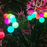 YJFWAL Firefly Solar-gartenlichter Außen 4 Stück Glühwürmchen Lichter Wasserdicht Swinging Garten Lichter für Pathway Weihnachten Yard Patio-Landschaft Dekoratives, 8LED (Mehrfarbig, 2 Stück)