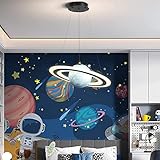 Cblbser Hängelampe Kinderzimmer LED Dimmbar Planet Kinderzimmerlampe Rund Design Hängeleuchte Mädchen Jungen Mädchen Baby Schlafzimmer Dekorative Lampe Kinder Pendellampe Blue Earth Circle