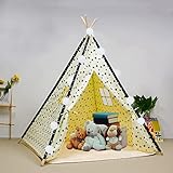 Tipi Spielzelt für Kinder | kinderzelt mit Plüschmatten |kinderzelt für Drinnen, Tipi Kinderzelt für Outdoor- und Indoor-Kinderspaß, (120X120X150cm)