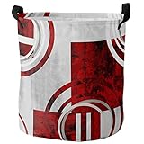 Wäschesammler Mittleres Jahrhundert Rot Retro Grau Weiß Moderne Abstrakte Landkunst Mit Griff Wäschetruhe Faltbare Laundry Hamper 34X42Cm Für Schlafzimmer Wäsche Waschküche