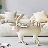 MOLIMI couchtisch rund runder tischKaninchen-Couchtisch, kreative Form, niedriger Tisch, Wohnzimmer, Zuhause, Sofa, Couchtisch, cremefarbener Stil