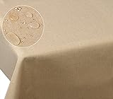 Laneetal 0800026 Tischdecke Leinendecke Leinenoptik Wasserabweisend Lotuseffekt Tischtuch Fleckschutz pflegeleicht abwaschbar schmutzabweisend Eckig 130x160 cm Sand