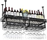 Weinregal,multifunktional,für Bar,Küche,Wohnzimmer,Lagerregal,Weinregal,schmiedeeiserner Wandbehang,Weinbecherhalter/hängender Getränkehalter,Weinglasregal,a,100 x 31 cm erforderlich