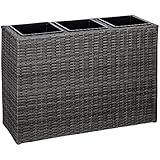 STILISTA® Blumentopf aus Polyrattangeflecht 84 x 29 x 60 cm inkl. Innentopf und Wasserablauf, in 4 unterschiedlichen Farben, Farbe Grau