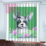 TEMKIN Vorhang Kinderzimmer 3D Haustier Hund Muster Thermogardine 2Er Set, Ösenschal Blickdicht Schlafzimmer Küche Wohnzimmer Modern, Verdunkelungsvorhang Fensterdekoration 240X264cm (HxB)