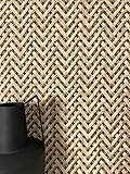 NEWROOM Tapete Schwarz Vliestapete Rattan - Mustertapete Landhaus Beige Braun Schilf Geflochten Flechtoptik Skandi inkl. Tapezier-Ratgeber