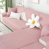 Heimtextilien-Dekoration, Sofa-Schonbezüge mit Rosen-Blumenstickerei, einfarbig, Baumwolle, gesteppt, Sofabezug, rutschfest, weich, Sofabezug, Möbelschutz, kompatibel mit Wohnzimmer (Rosa, 3).