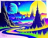 AgaaTi Deko Kunstdrucke Wandbild Leinwandbild Fantasy-Science-Fiction-Landschaft mit Kugeln und Türmen für Heimtextilien 60x90cm