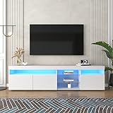 KecDuey 180 cm moderner TV-Schrank, helles Panel, Variable LED-Beleuchtung, Wohn- und Esszimmer 180cm (Weiß, 180 cm)