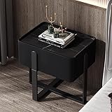 WOLWES Nachttische, Nachttisch Modern mit Offenem Stauraum, Beistelltisch mit Schublade, Nachttisch Holz, für Wohnzimmer, Büro (Color : Negro, Size : 15.7in/40cm)