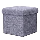 Möbelaufbewahrung Fußstütze Sitz Klapphocker Pouffe Box Klappbarer Fußhocker Leinenstoff Vielseitiger Platzsparender Würfel für Wohn- und Schlafzimmer - Grau (Size : 38×38×38cm)