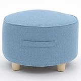 Runder Fußhocker, Ottomane, Fußstütze, gepolsterter Pouf, Schuhbank, Hocker, Sitz, Fußstütze, Stuhl (blau, 40 x 40 x 25 cm (16 x 16 x 10 Zoll))