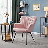 Yaheetech Sessel Relaxstuhl Gestell aus Metall Polstersessel Wohnzimmermöbel Stuhl Relaxsessel Rosa