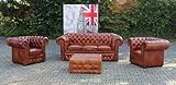 JVmoebel Klassische ChesterfieldSofa Couch Leder Garnitur Sofagarnitur 3+1+1+Hocker