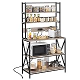 SXDHOCDZ Haushalt5-stöckiges Bäckerregal für die Küche mit Steckdose, multifunktionales Aufbewahrungsregal für Gewürze, Töpfe und Pfannen