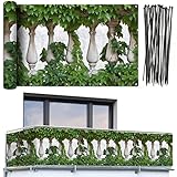 Maximex Balkon-Sichtschutz Efeu 5m, praktischer Balkon Sichtschutz mit naturfrohem Motiv, windschützende Sichtschutzplane mit hoher UV- und Witterungsbeständigkeit, schnelltrocknend und reißfest