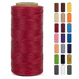 LEREATI Ledergarn 0,8mm x 260m Flacher Wachsschnur Gewachster Faden Leder Nähen Faden, Leder Nähgarn Garn für Handwerk, Nähen, Reparatur, Buchbinden, Schmuck, Häkeln (Rot)