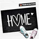 WELLMODA® Fussmatte I Home I Waschmaschinen geeignet & rutschfest I Fußmatte für aussen & innen I Türmatte & Türdeko, in 40x60 cm schwarz