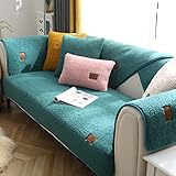 OKYUK Samt Sofabezug 1 2 3 4 Sitzer, Ecksofa Sofa L Form Sofaüberwurfe überzug Pets Dog Couch überzug Anti-rutsch Sofaschutz,Ultra Weicher atmungsaktiv Sofaschoner (Grün, 70x70cm)