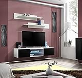 ASM TV-Schrank mit LED, 2 Türen, Schwarz und Weiß