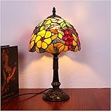 GAUUA Tiffany Style Tischlampe 8 Zoll, Vintage Trauben und Blumen Glasmalerei Lampenschirm Bequemes Nachttisch Nachtlicht Leselampe Schlafzimmer Wohnzimmer Büro Lampe