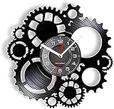 Runde Wanduhr für Büro, Schule, Zuhause, Küche, Wohnzimmer, Steampunk-Wanduhr, Wanddekoration, viktorianische Wanduhr, industrielle Steampunk-Zahnräder, Vinyl-Schallplatten-Wanduhr, Zahnräder und Zahn