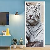 WLXWYXZB 3D Türaufkleber Tiger 77x200cm Selbstklebend Türfolie Poster Tapete Fototapete Wasserdichte Abnehmbare Vinyl Tür Aufkleber für Innentür Schlafzimmer Badezimmer