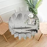 Tischdecke mit Landschaftsmalerei, rund, 152,4 cm Durchmesser, pflegeleicht, staubdicht, wasserdicht