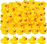 Voarge 50pcs Gummi Ducky Badespielzeug, klassisches Quietscheentchen für die Badewanne, Badespielzeug für Groß und Klein, Mini Ente Badewannenspielzeug für Dusch Geburtstags Partyartikel