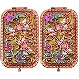 AAOCLO Kleiner Spiegel, 2 Stück Mini Luxus Kleine Handtasche Libelle Rechteckig Faltbar mit Outdoor-Reisen Doppel-Geschenke für Werkzeugdesign Tragbare Kompakte Kreative Frau Geldbörsen Braut