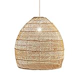 LQZCXMF Boho Rattan Korb Kronleuchter Küstenleuchte, Vintage Web-Pendelleuchten DIY Bambuslampe Bauernhaus-Korb-Hängebeleuchtung Für Esstisch, Kücheninsel, Schlafzimmer