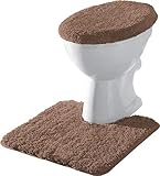 Erwin Müller Stand-WC-Set 2-TLG. Rhodos Uni, WC-Umrandung, WC-Deckelbezug rutschhemmend braun - ultraweich, extrem saugfähig, flusenarm (weitere Farben)
