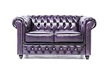 The Chesterfield Brand Chesterfield Sofa Brighton 2 Sitzer | 100% Leder, handgefertigt, Original Chesterfield | Breite 150 cm (Antik Violett)