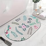 Badezimmerteppich Super Absorbierende Rutschfester Badematte, Badematten Badteppich 50x80cm Badvorleger Extra DüNn Schnelltrocknende Waschbare Badematte Home Rug, Badmatte Bodenmatte Floor Mat Laub