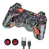 Shineled PS3 Controller, Wireless Controller für PS3, Double Shock 6-Achsen Bluetooth Gamepad Joystick mit Ladekabel für Playstation 3 (Red)